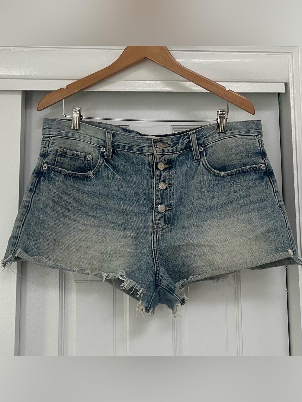 pistola Light Blue Button-Fly Jean Shorts. Size 31”